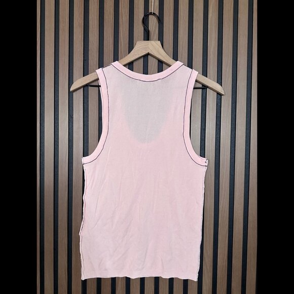 New Zara Tank Top Large Womens Pink Scoop Neck Muscle Shirt Microfiber Knit - Picture 2 of 6